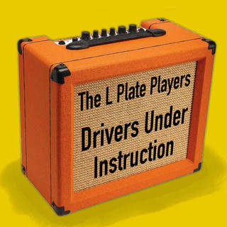 An orange guitar amplifier, with the artist and album name photoshopped over the fabric grille.